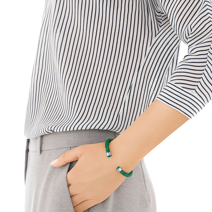 Bransoletka SWAROVSKI • Crystaldust Cuff, Green 5273637 5292919 2