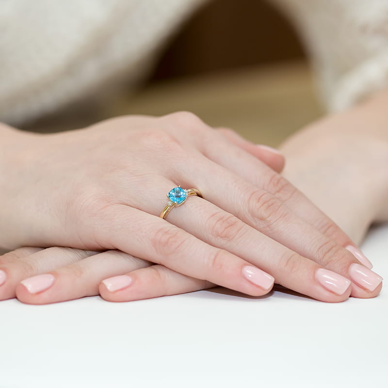 Pierścionek zaręczynowy z brylantami i topazem 0.03ct 3