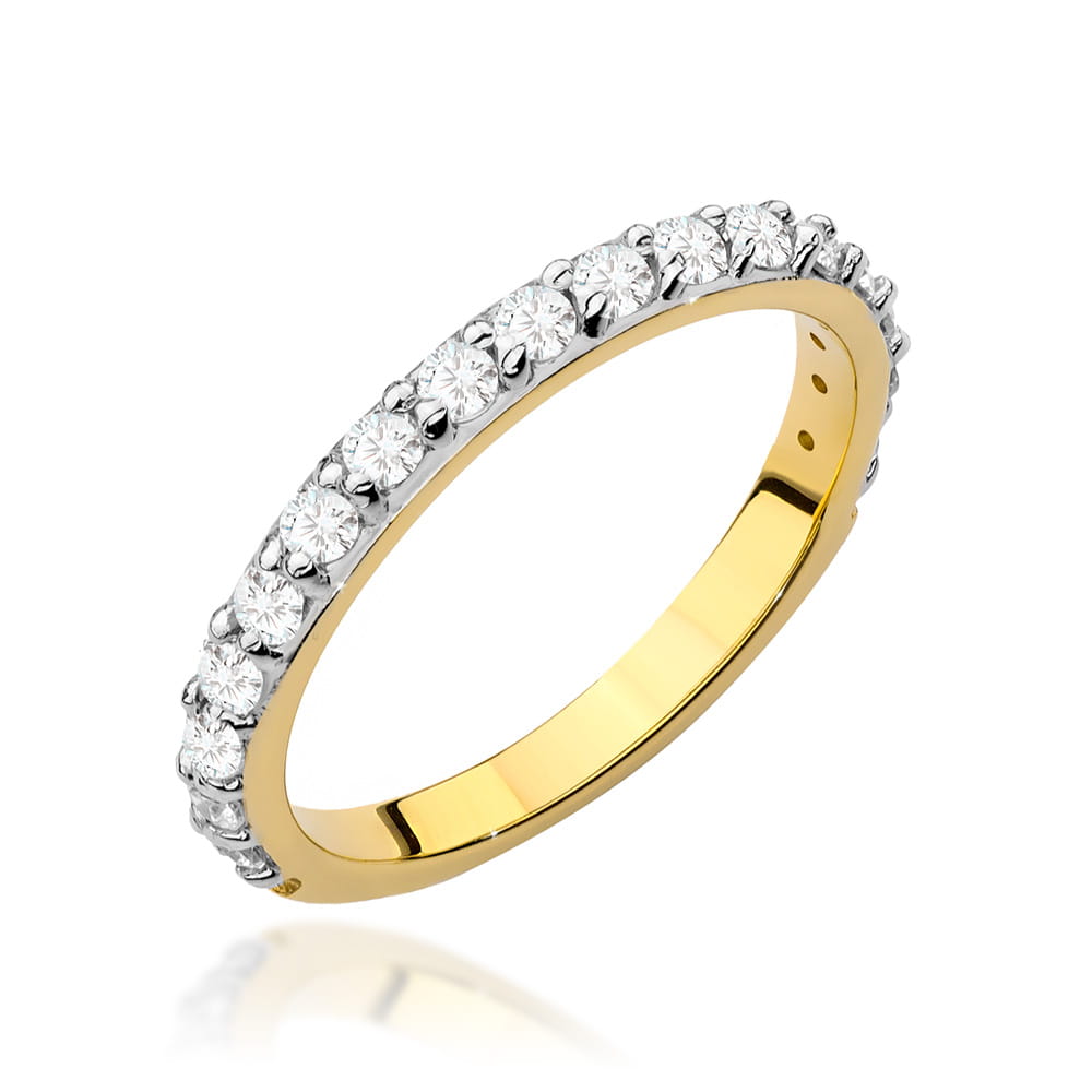Pierścionek obrączka z żółtego złota z brylantami 0.34 ct 1