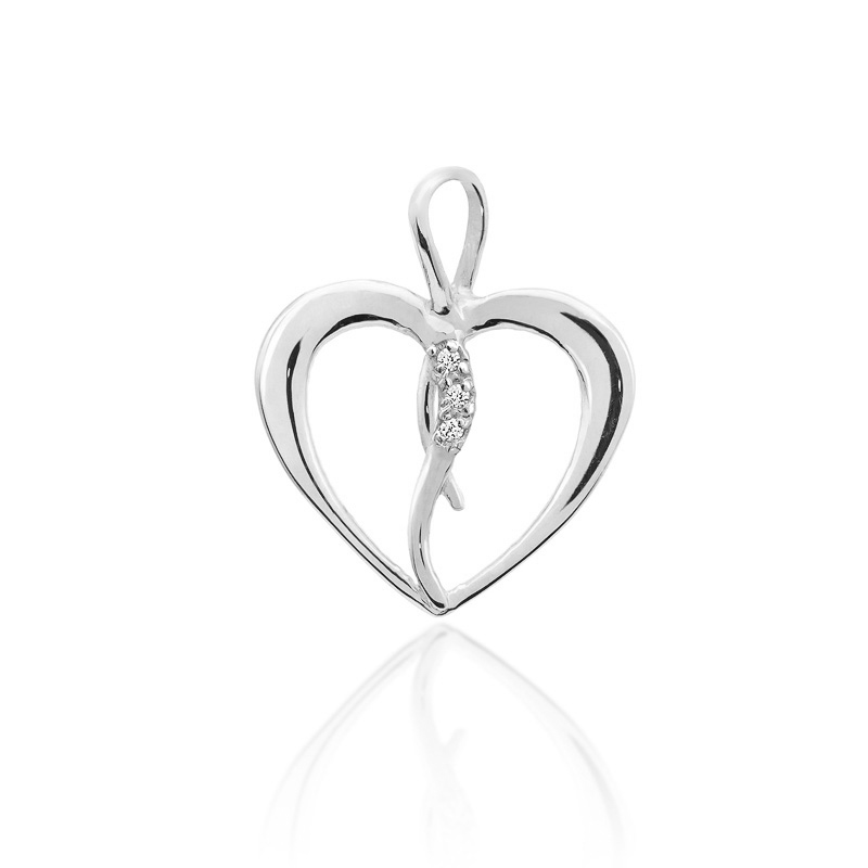 Zawieszka serce z białego złota z brylantami 0.025 FS04-B585-B0.025 2