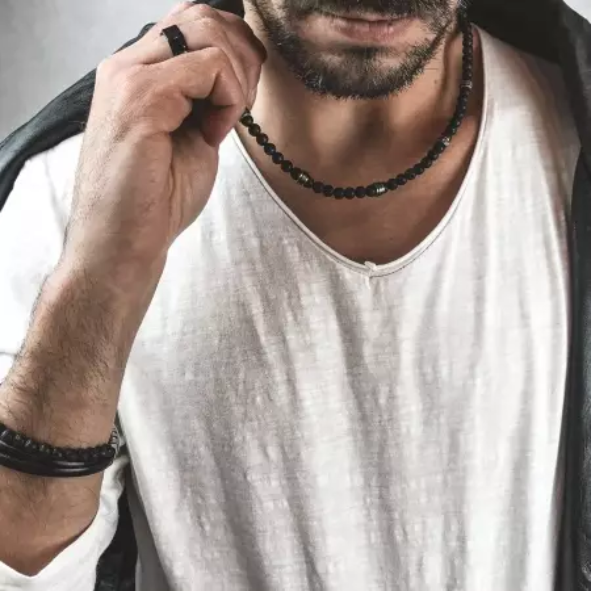 Naszyjnik męski • Lawa wulkaniczna WA465B 2