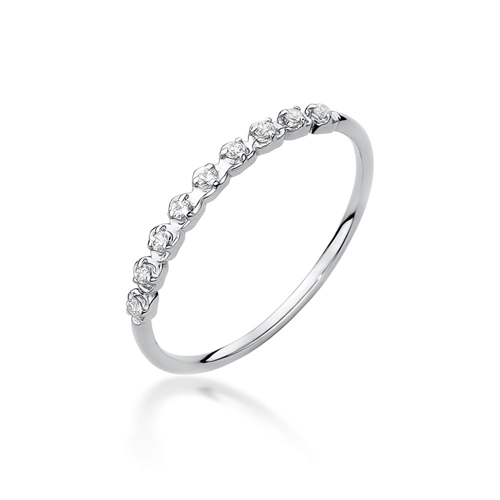 Pierścionek z białego złota z brylantami 0.045 ct 2