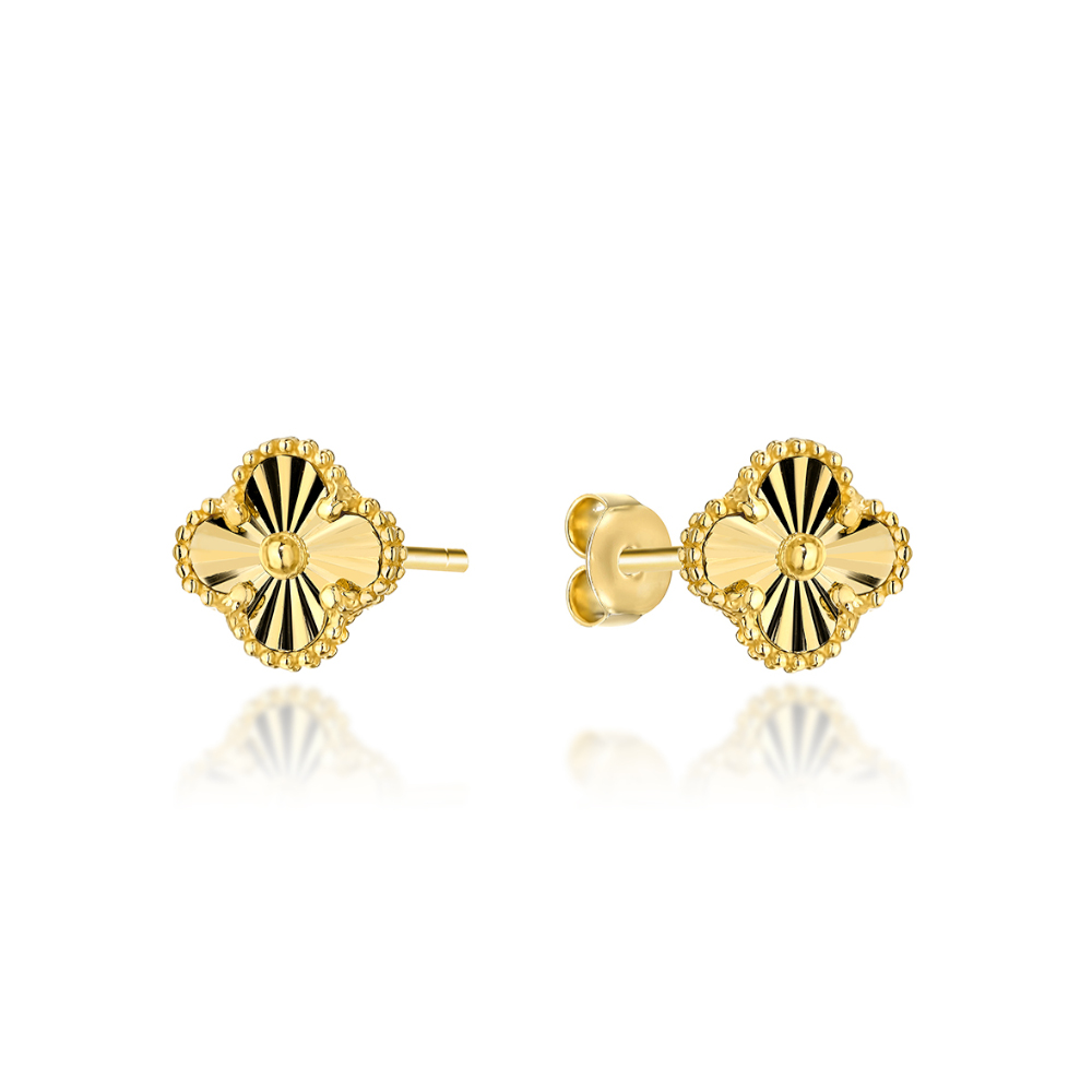 Kolczyki złote diamentowane koniczynki 8mm FUG7-21-K01503-2 1