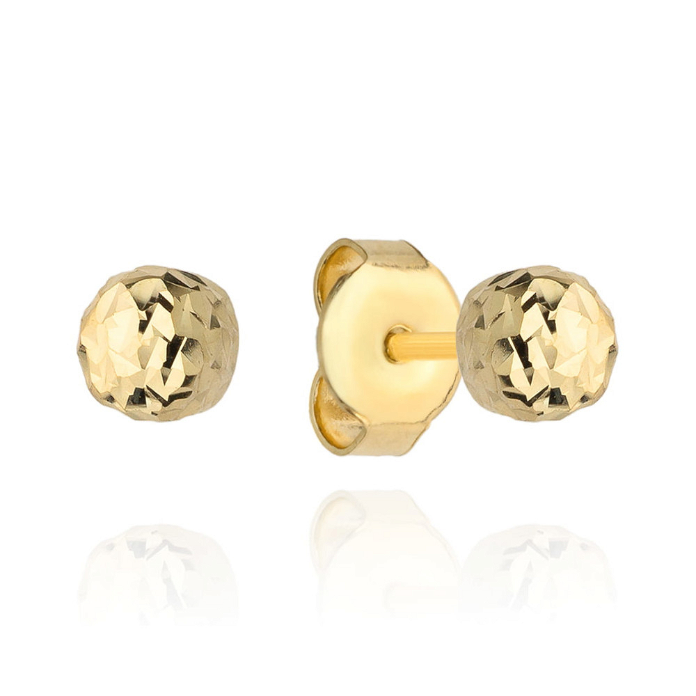 Kolczyki złote diamentowane kulki 7mm FUG7-K01012-375 1