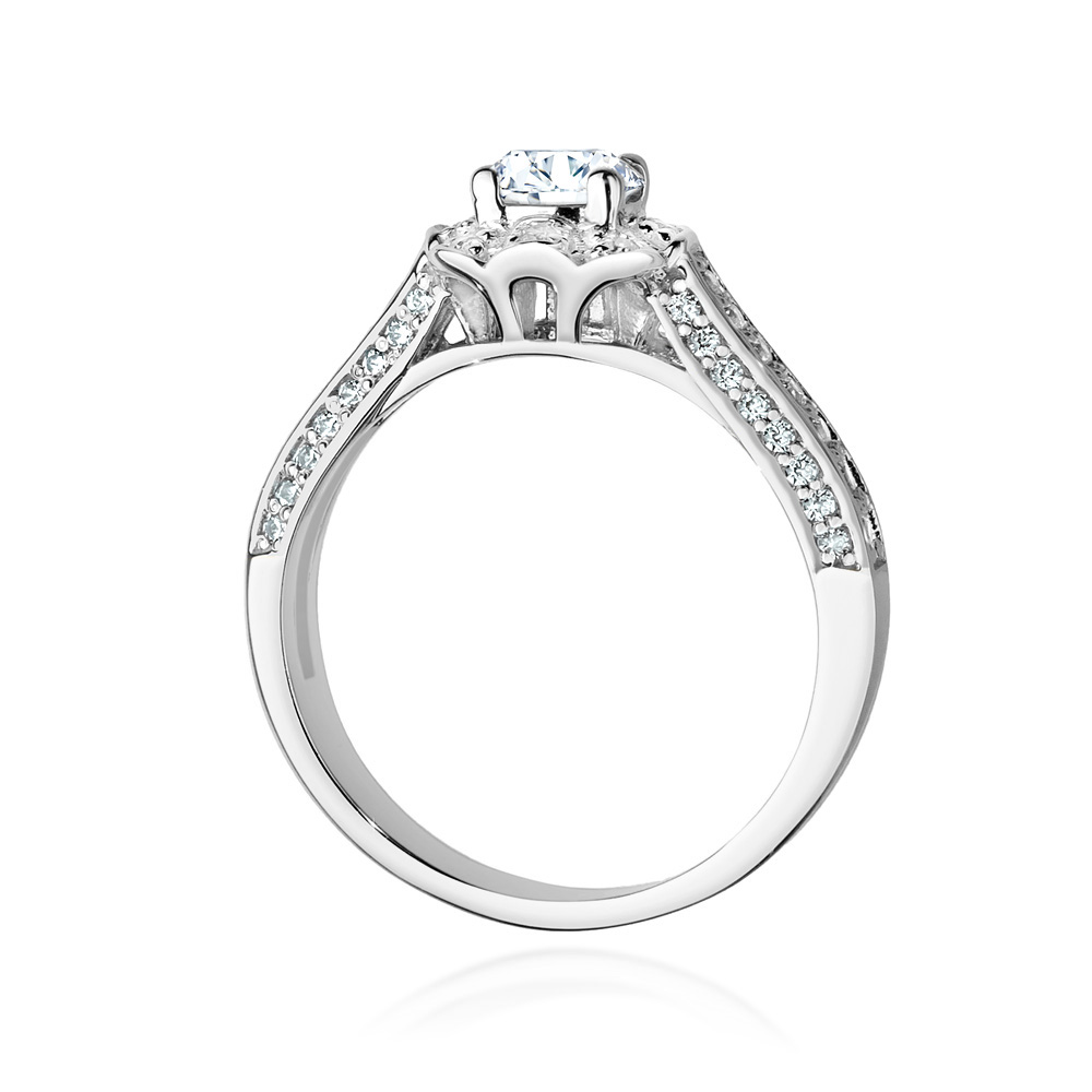 Pierścionek zaręczynowy z białego złota z brylantami 0.85 ct 3