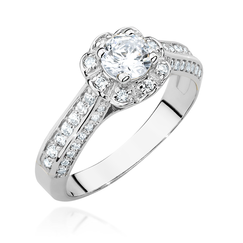 Pierścionek zaręczynowy z białego złota z brylantami 0.85 ct 1