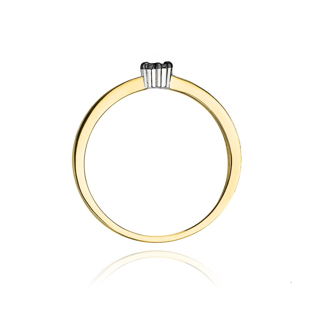 Pierścionek zaręczynowy z żółtego złota z czarnymi brylantami 0.04 ct 1
