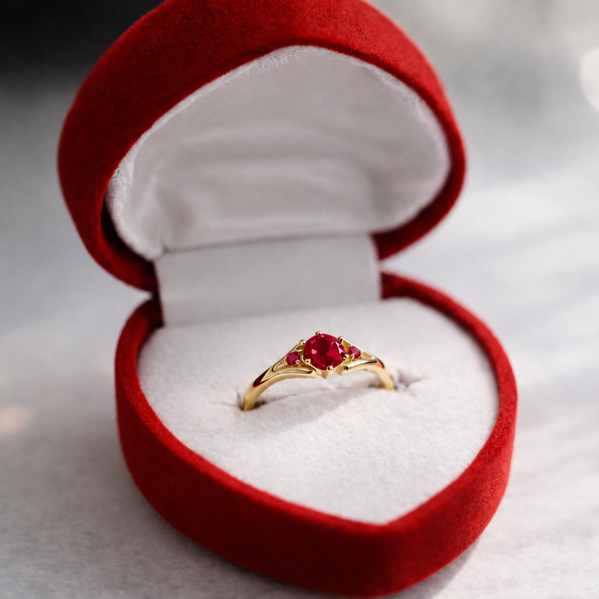 Pierścionek zaręczynowy złoty z rubinami naturalnymi0.63 ct 1