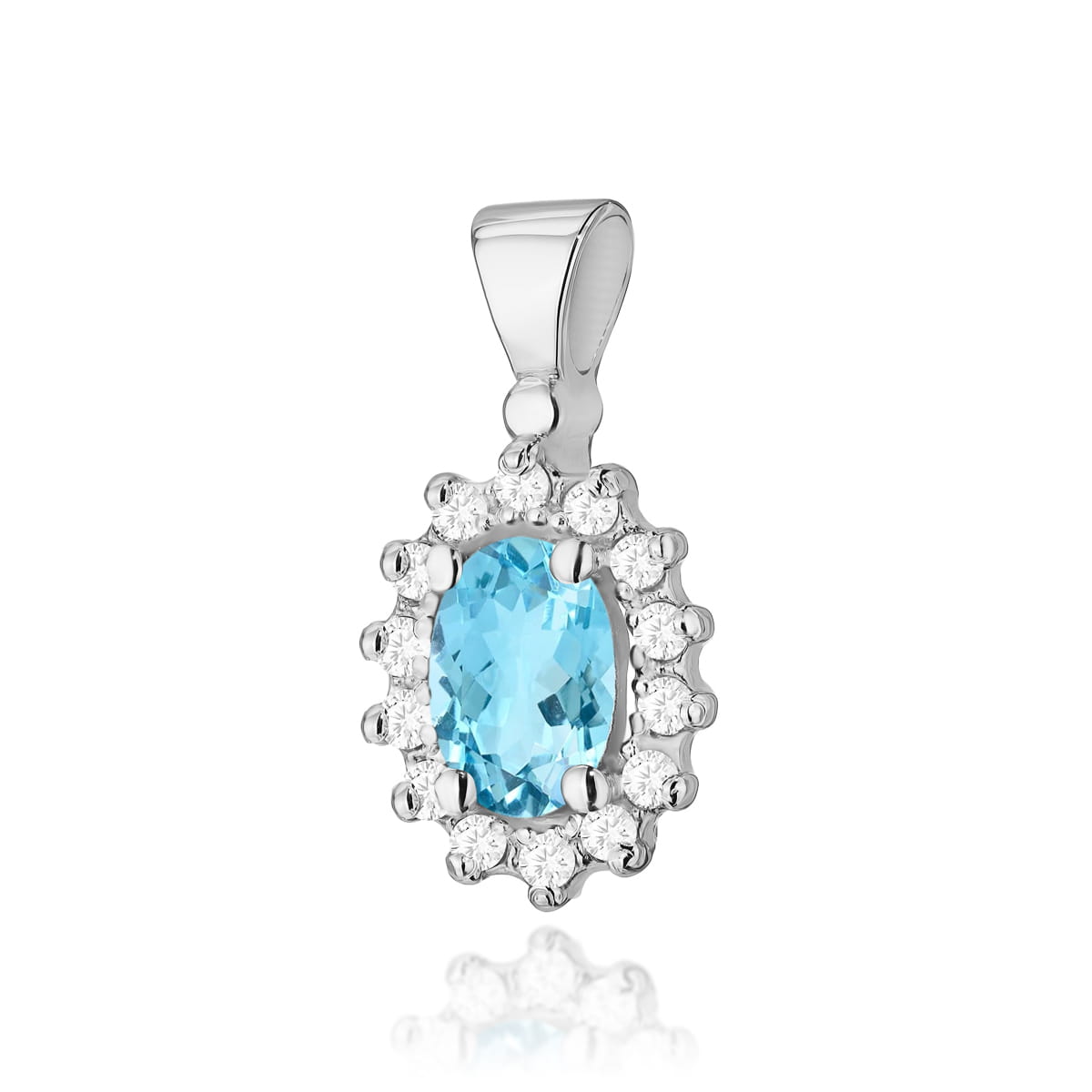 Zawieszka z białego złota z topazem i brylantami FZ182-B585-T0.50/0.12 2