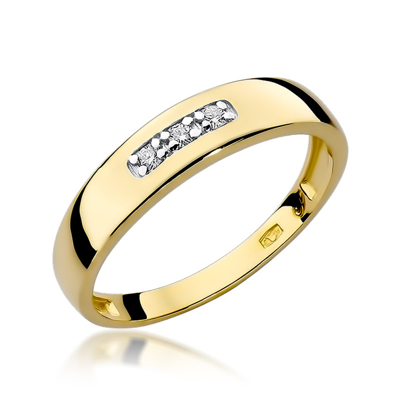 Pierścionek zaręczynowy z żółtego złota z brylantami 0.05 ct 1