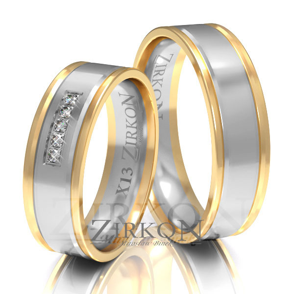 Obrączki ślubne złoto dwukolorowe 6mm próba 585 • X013 1