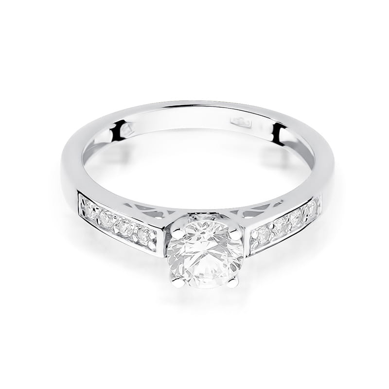 Pierścionek zaręczynowy z białego złota z brylantem 0.42 ct 1