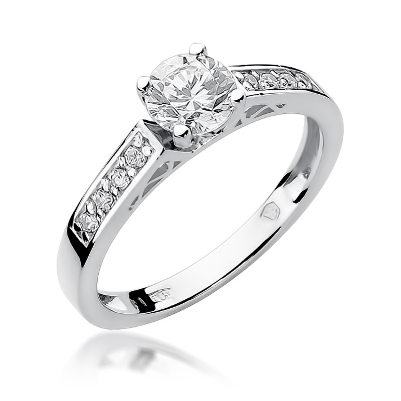 Pierścionek zaręczynowy z białego złota z brylantem 0.42 ct 3