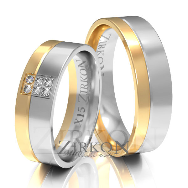 Obrączki ślubne złoto dwukolorowe 6mm próba 585 • X015 1