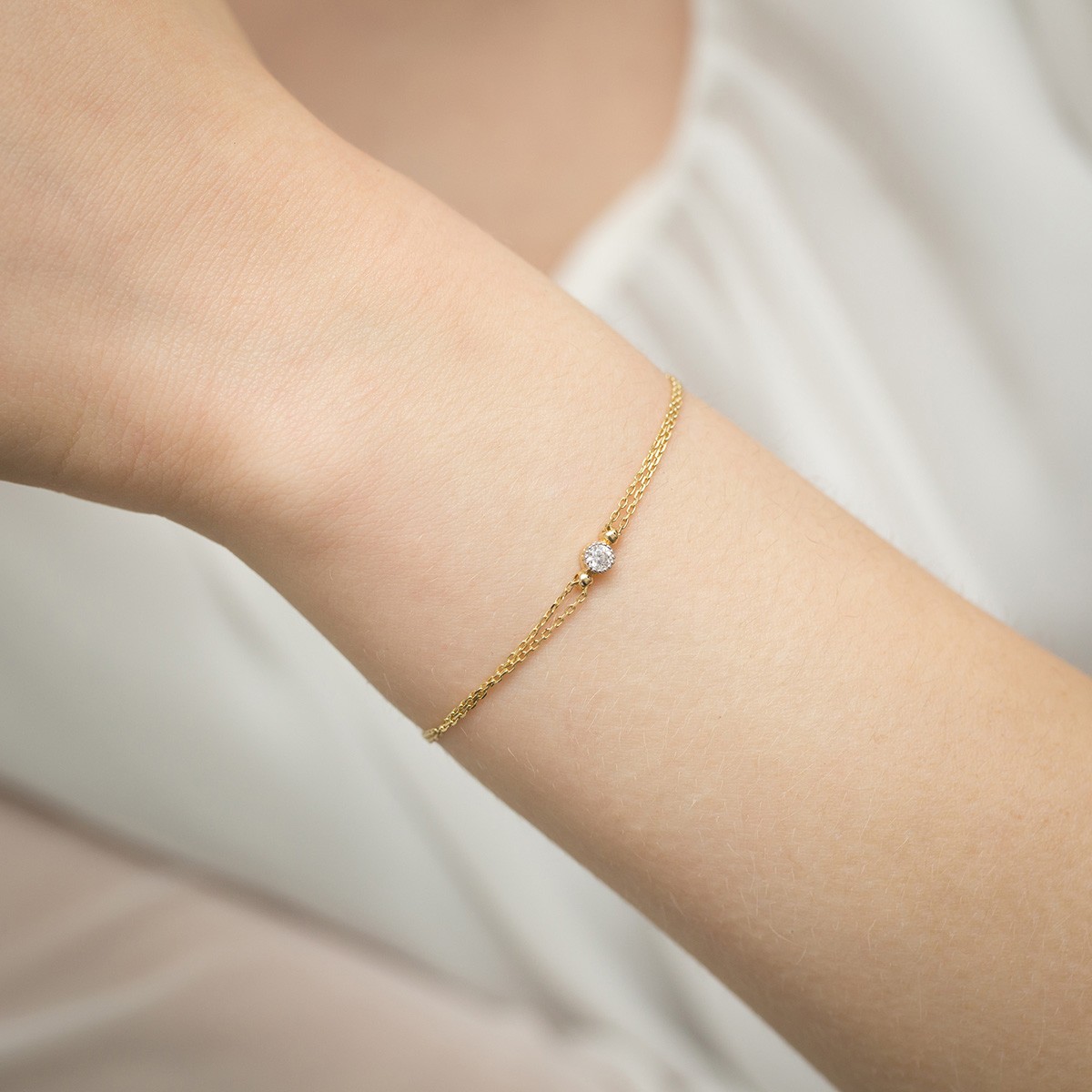 Złota bransoletka z diamentami FB-004-585-B0.10 3