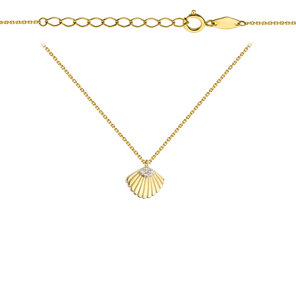 Naszyjnik złoty muszelka z cyrkoniami FUG3-25-N00362-2 1