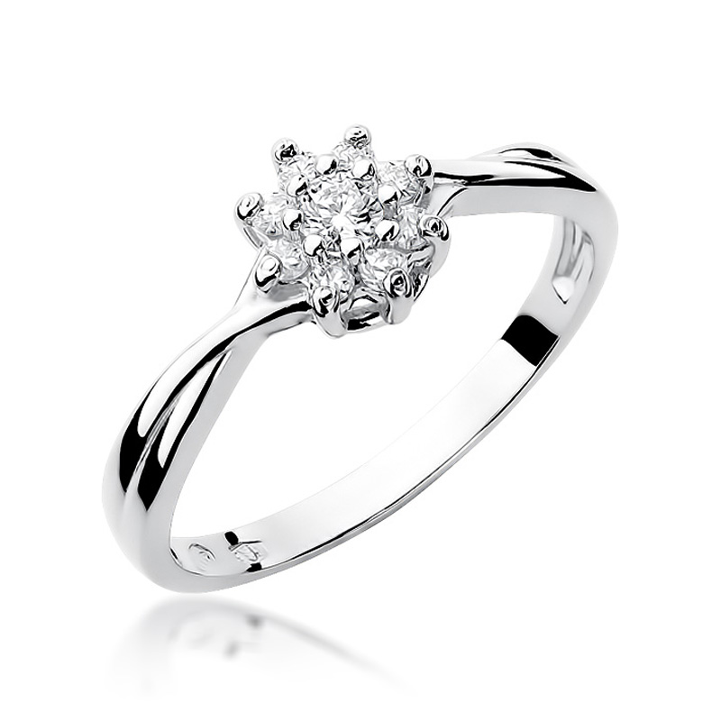 Pierścionek zaręczynowy z białego złota z brylantami 0.22 ct 2
