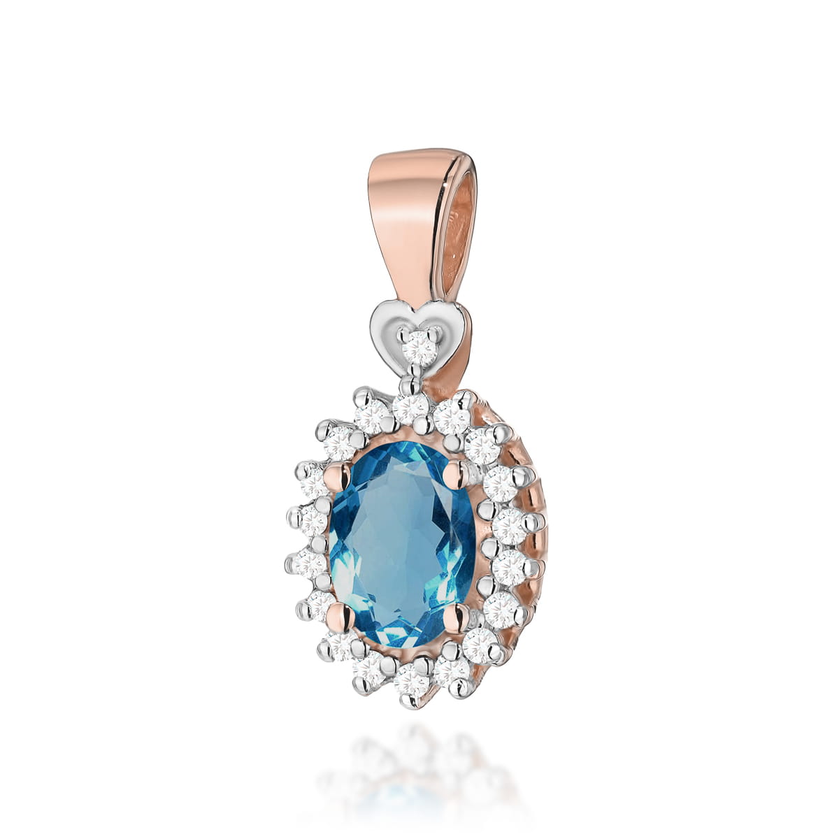 Zawieszka z żółtego złota z topazem London Blue oraz brylantami FZ312-R585-TLB0.50/0.095 1