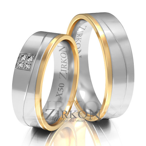 Obrączki ślubne złoto dwukolorowe 6mm próba 585 • X050 1