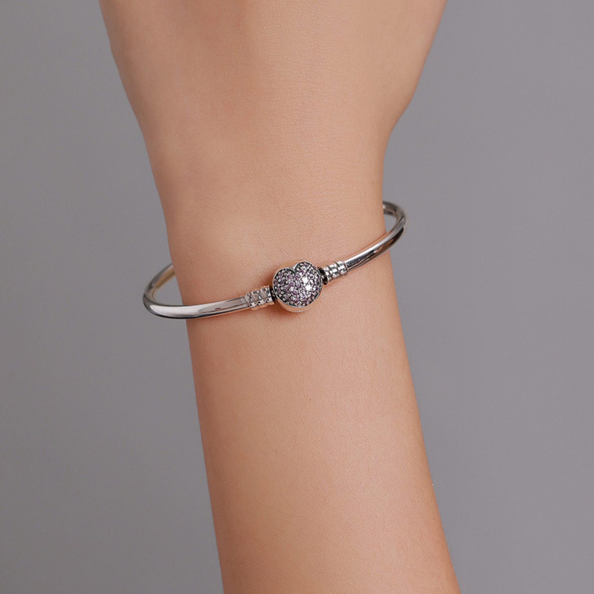 Srebrna bransoletka modułowa bangle z sercem FUG0164 1