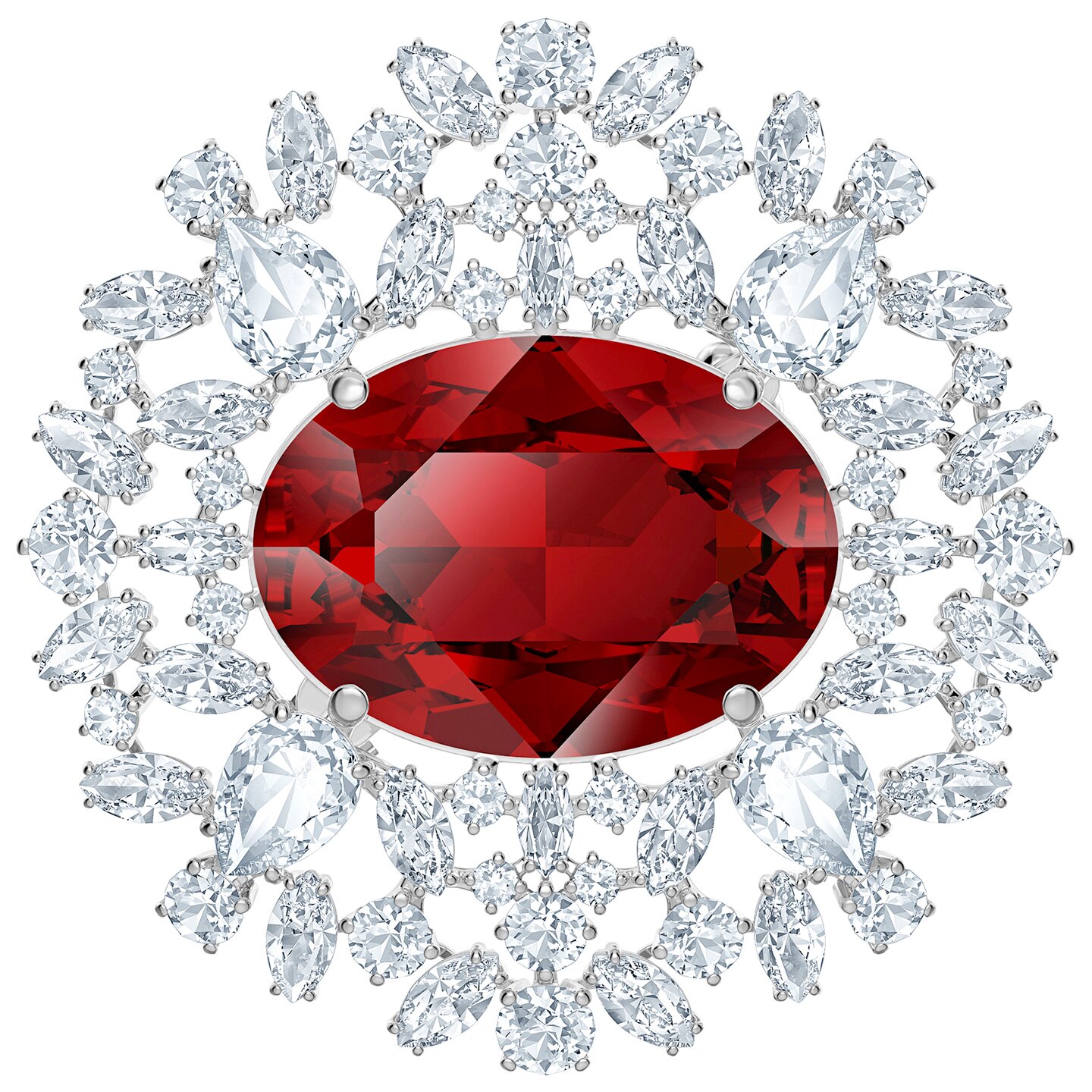Broszka Swarovski • Louison Brooch, Red, Rhodium plated 5495263 2