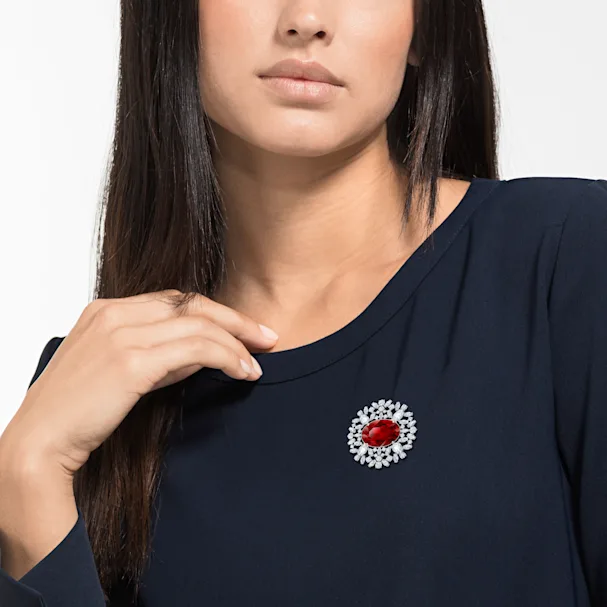 Broszka Swarovski • Louison Brooch, Red, Rhodium plated 5495263 1