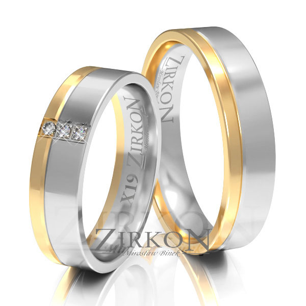 Obrączki ślubne złoto dwukolorowe 5mm próba 585 • X019 1