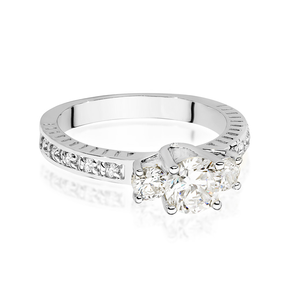 Pierścionek zaręczynowy z białego złota z brylantami 1.15 ct 1