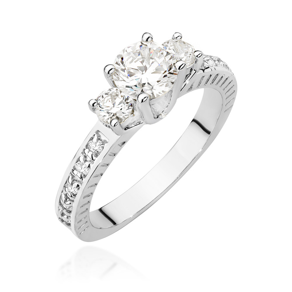 Pierścionek zaręczynowy z białego złota z brylantami 1.15 ct 3