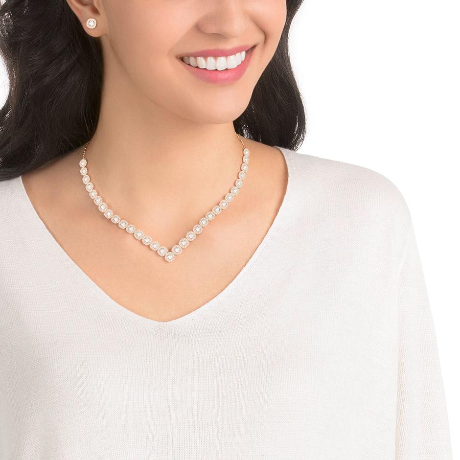 Zestaw SWAROVSKI • Angelic Square Set, Large, White, Rose gold plating 5351304 1