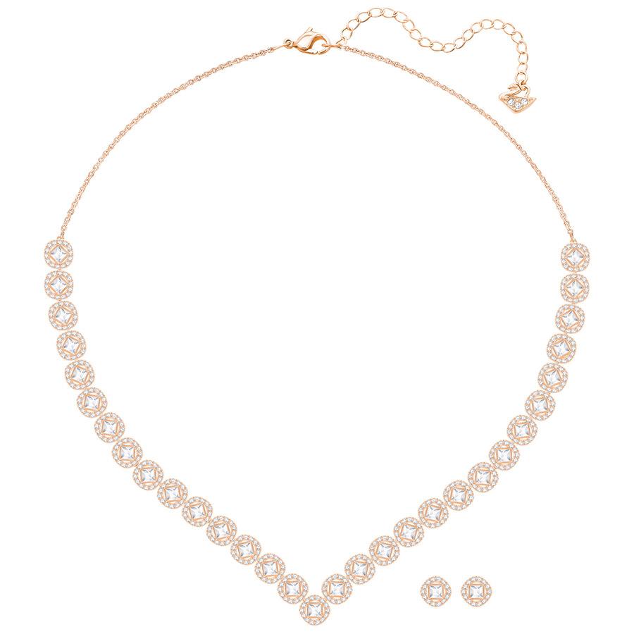 Zestaw SWAROVSKI • Angelic Square Set, Large, White, Rose gold plating 5351304 2