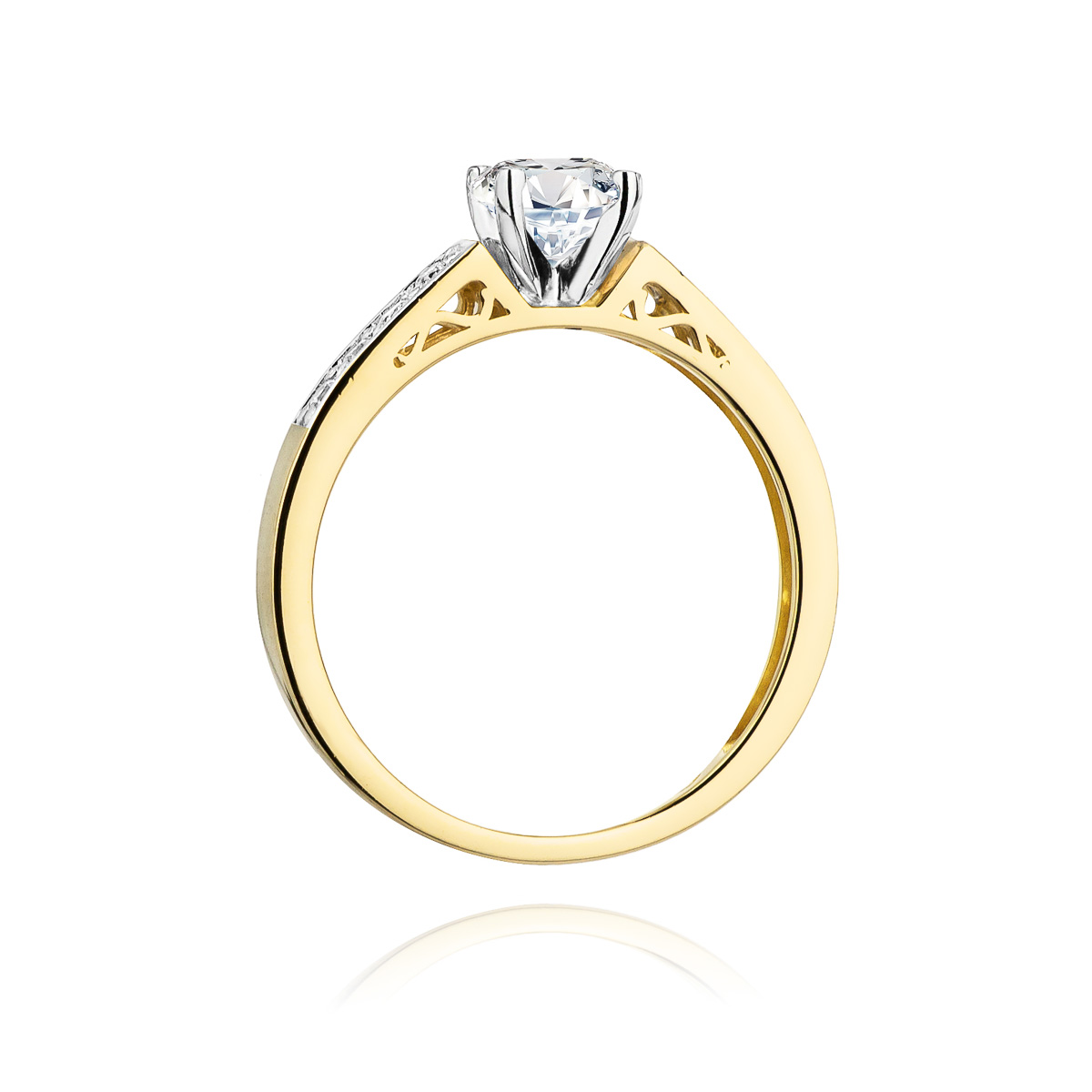 Pierścionek zaręczynowy z dwukolorowego złota z brylantami 0.42 ct 6