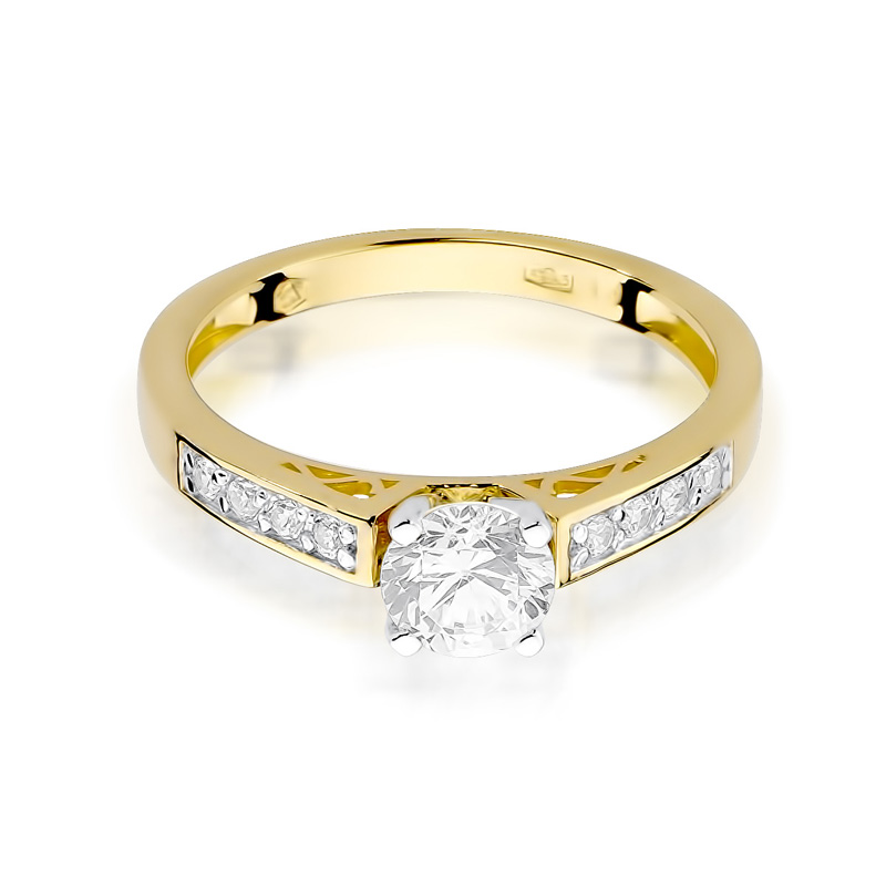 Pierścionek zaręczynowy z dwukolorowego złota z brylantami 0.42 ct 5