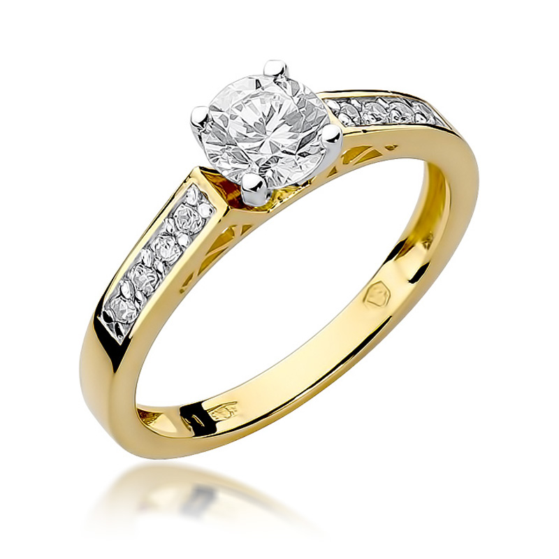Pierścionek zaręczynowy z dwukolorowego złota z brylantami 0.42 ct 4