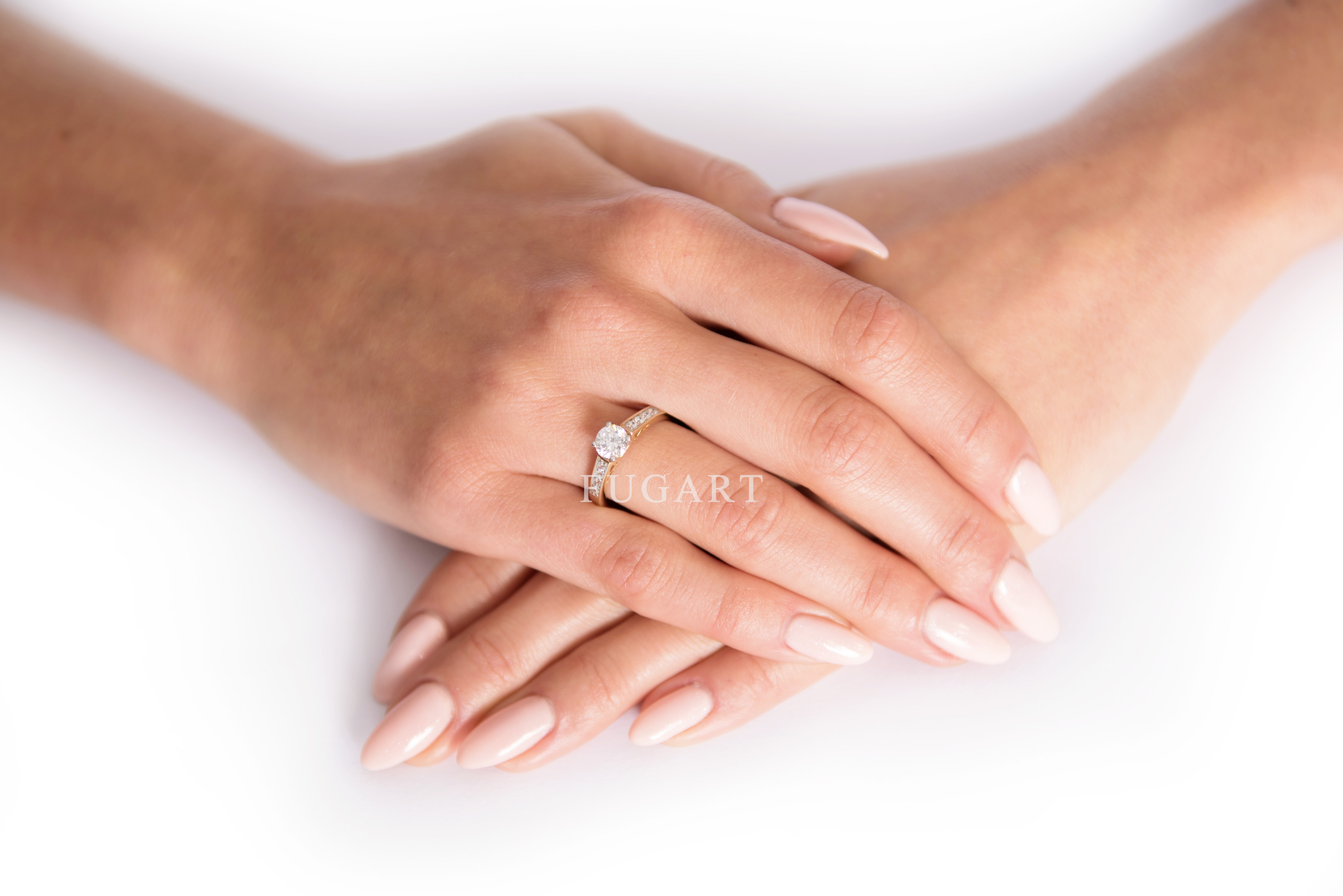 Pierścionek zaręczynowy z dwukolorowego złota z brylantami 0.42 ct 1