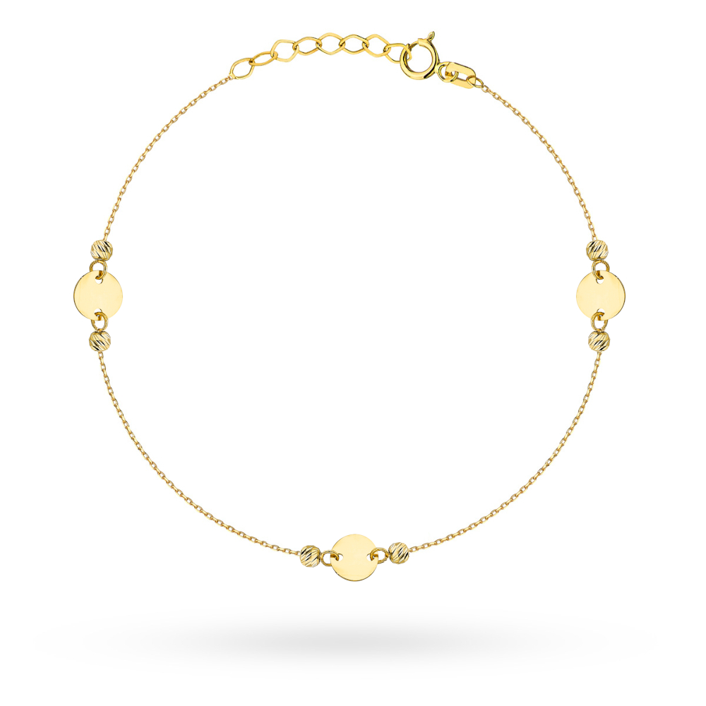 Bransoletka złota pełne kółka i diamentowane kulki FUG2-B01058-585 1