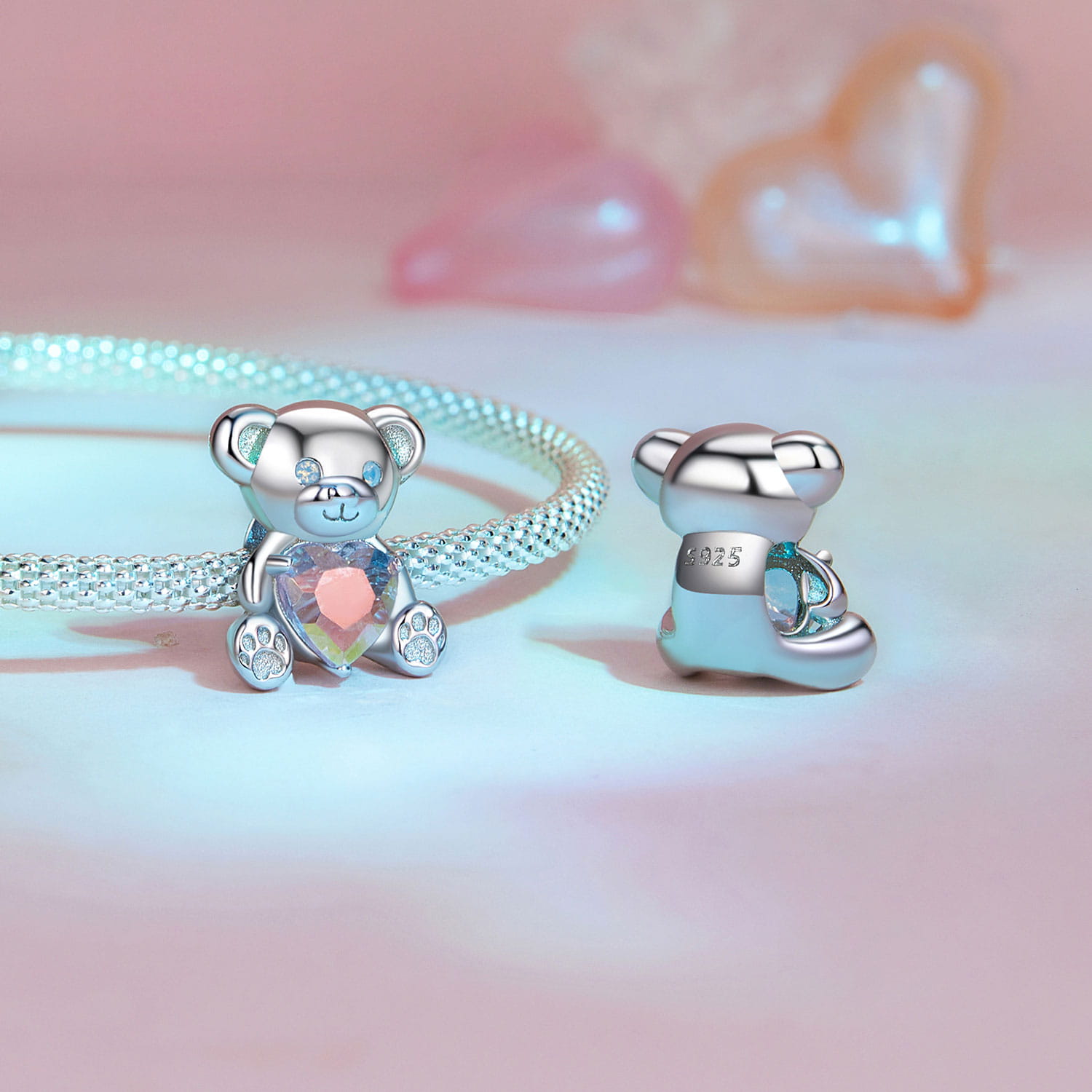 Charms Miś z różowym sercem FUG010016 4