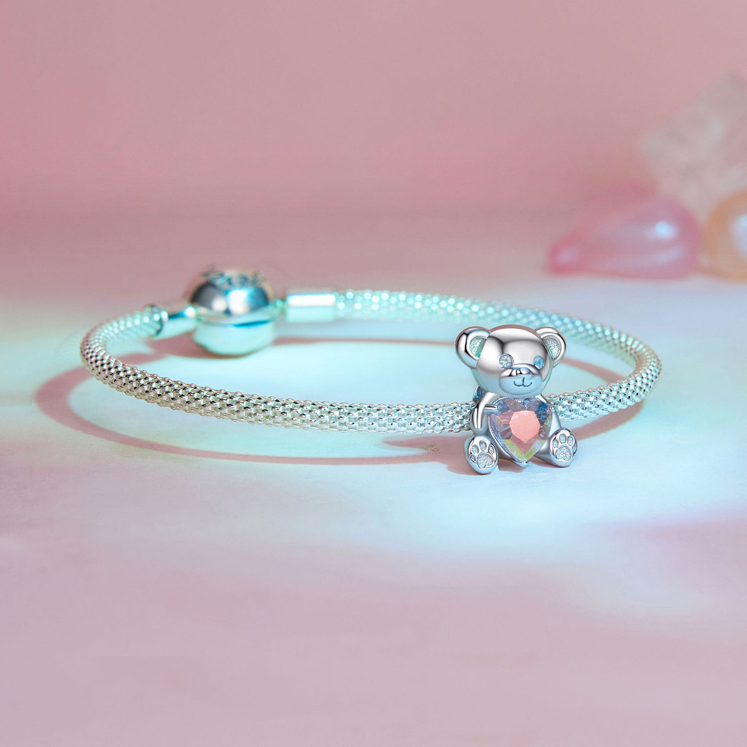 Charms Miś z różowym sercem FUG010016 2