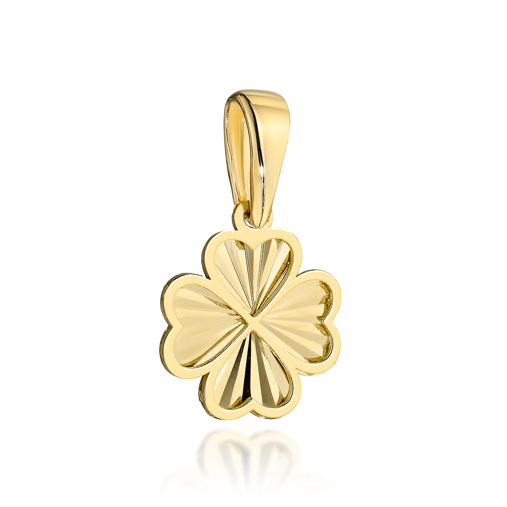 Zawieszka złota diamentowana koniczynka FUG6-Z00492-375 1