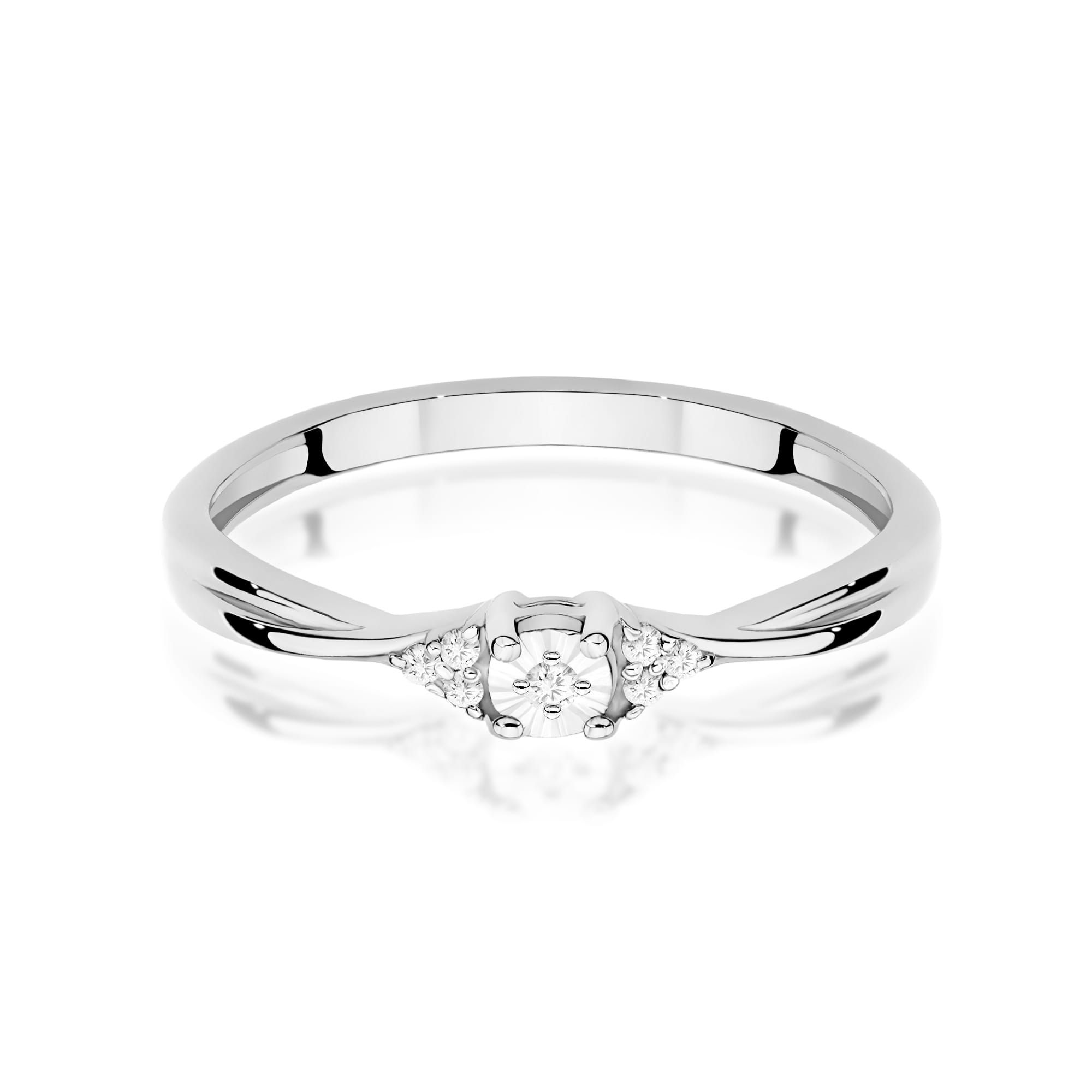 Pierścionek zaręczynowy z białego złota z brylantami 0.04ct 2