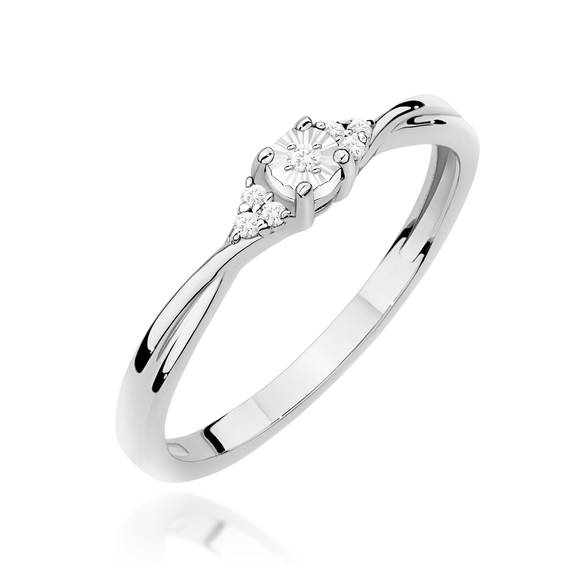 Pierścionek zaręczynowy z białego złota z brylantami 0.04ct 1