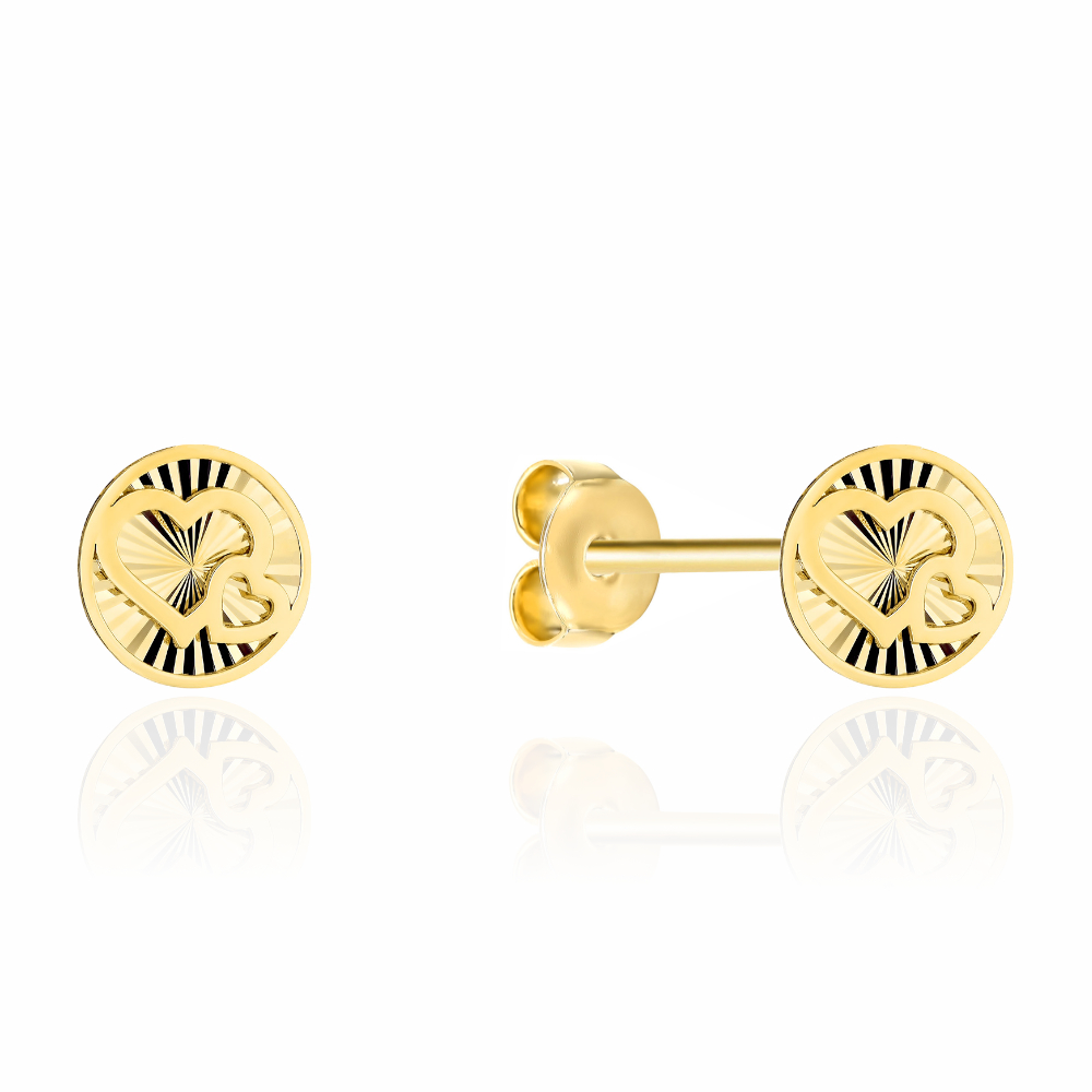 Kolczyki złote serca w diamentowanym kółeczku FUG7-K01917-585 1