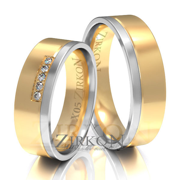 Obrączki ślubne złoto dwukolorowe 6mm próba 585 • X005 1