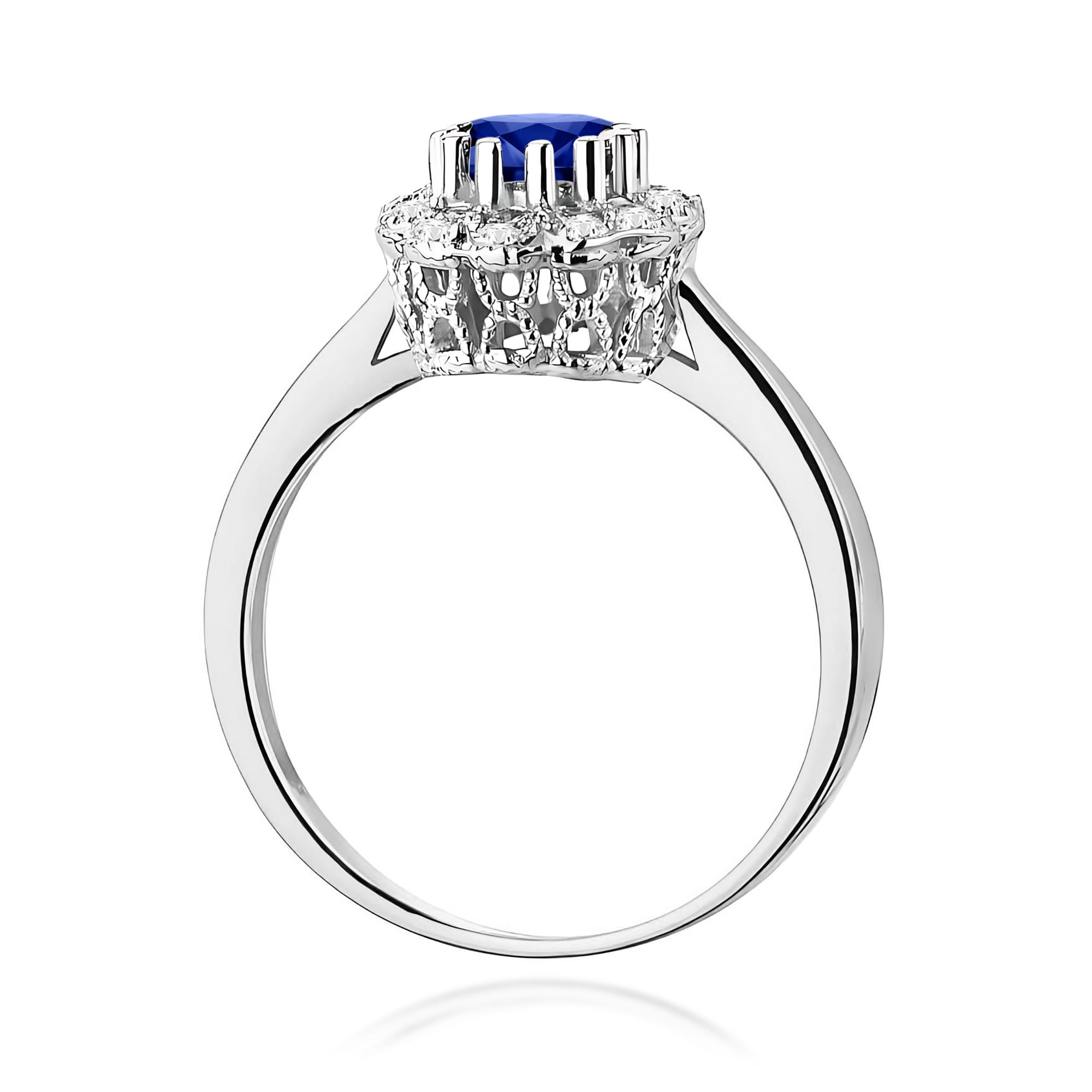Pierścionek zaręczynowy z białego złota z brylantami i szafirem 0.17 ct 5
