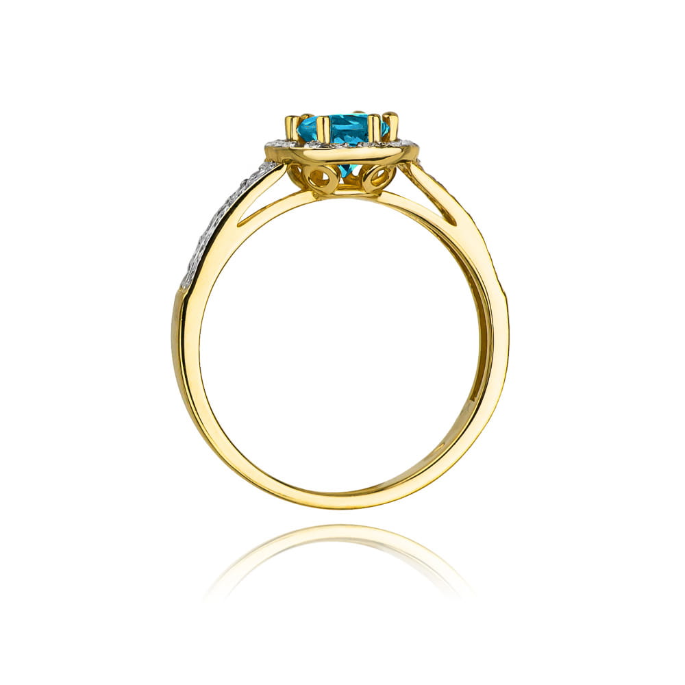 Pierścionek zaręczynowy z brylantami i topazem London Blue 0.20 ct 3
