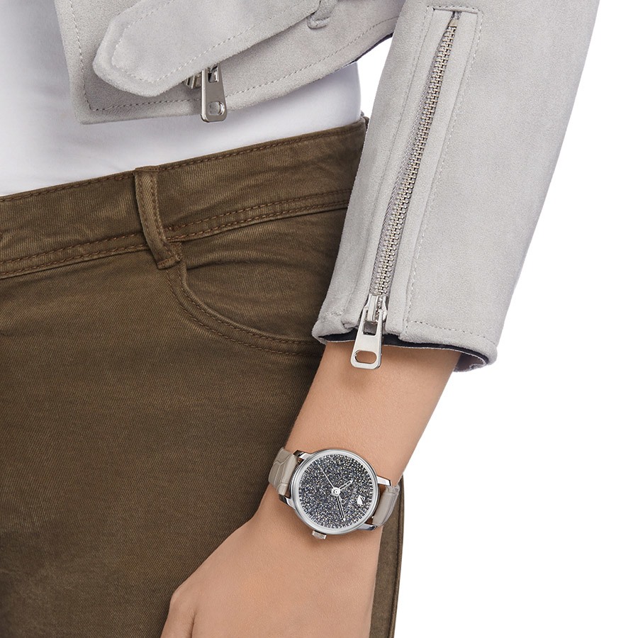 Zegarek Swarovski • Crystalline Hours Quartz Watch, Leather strap, Gray, Silver tone 5376074 2