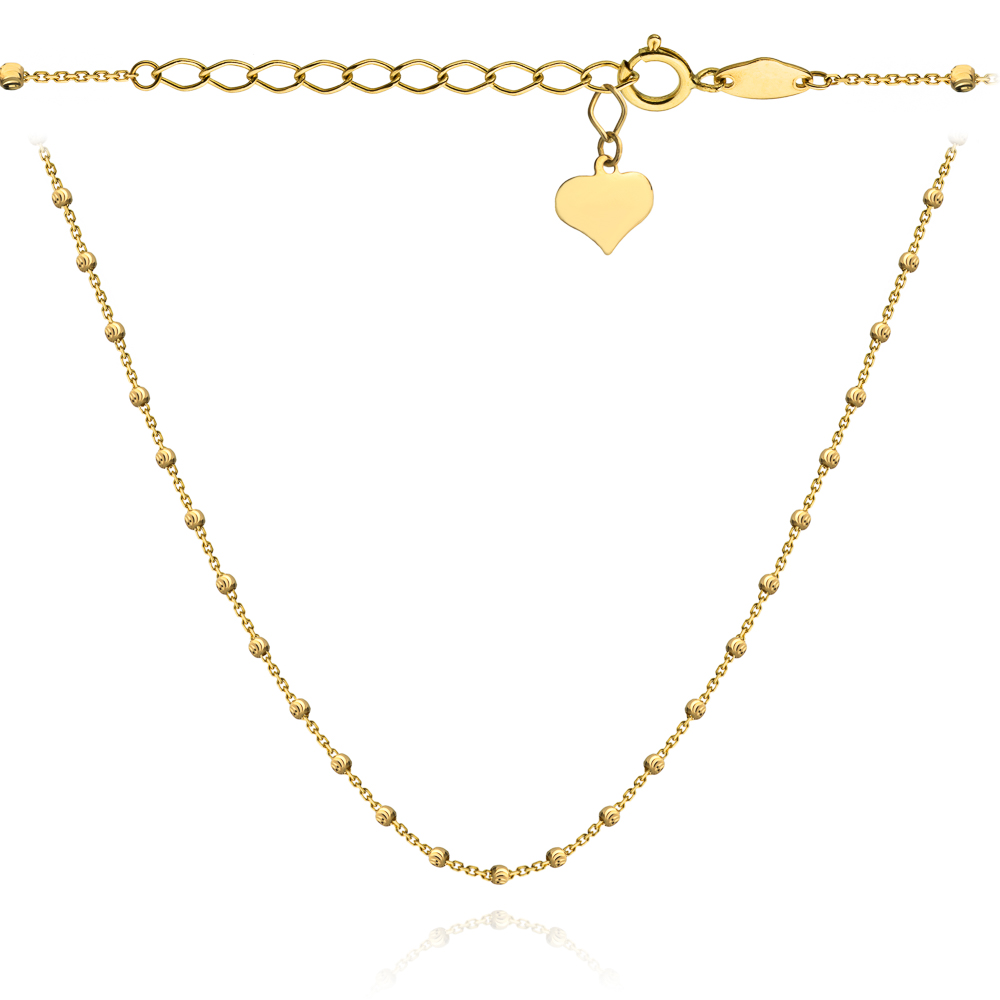 Naszyjnik złoty choker diamentowane kulki i serce FUG3-17-CN00309-2 1