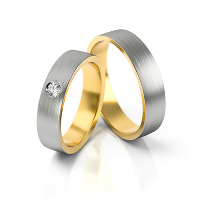 Obrączki ślubne złoto dwukolorowe 4,8mm próba 585 • FS249 1