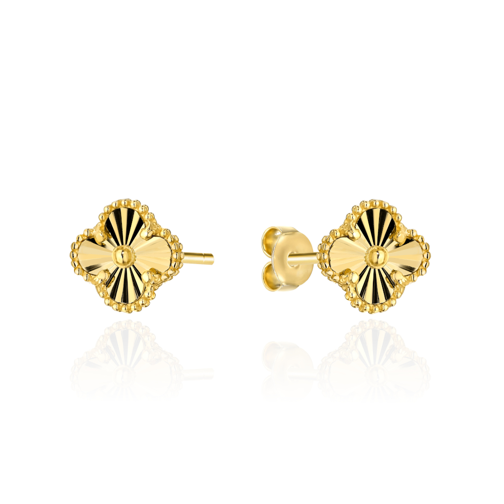 Kolczyki złote diamentowane koniczynki 6mm FUG7-K01833-585 1