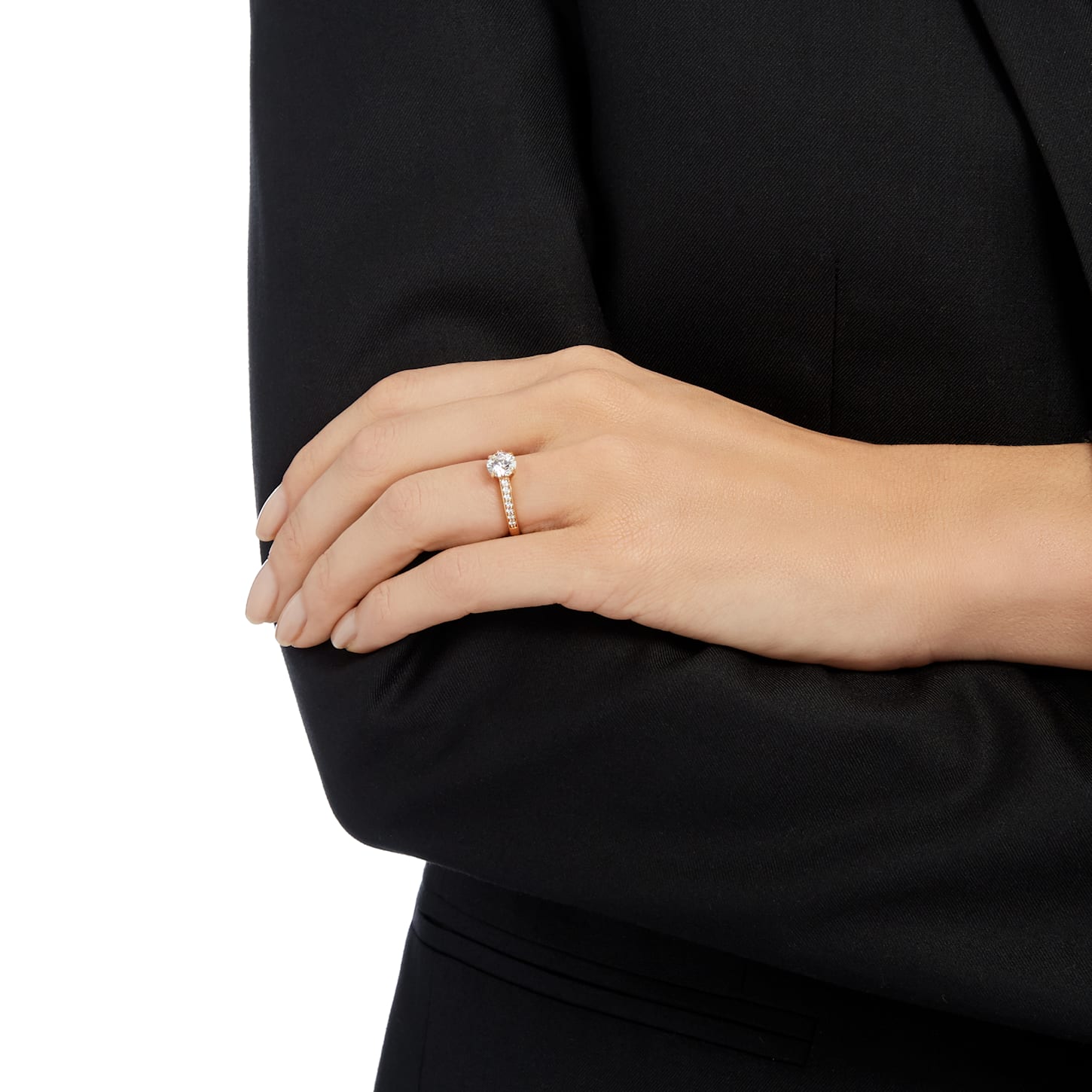 Pierścionek SWAROVSKI • Attract Round Rose Gold 5184204 1